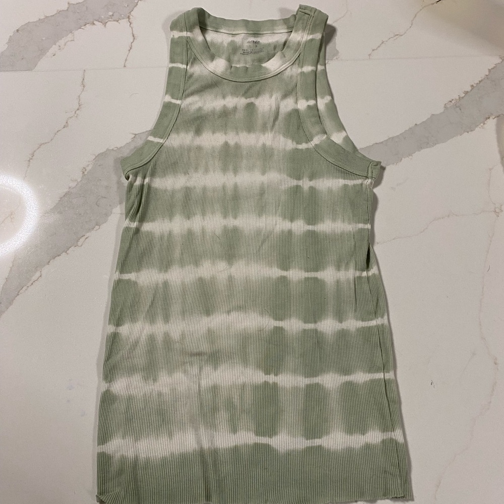 Green Tie-Dye Tank Top
